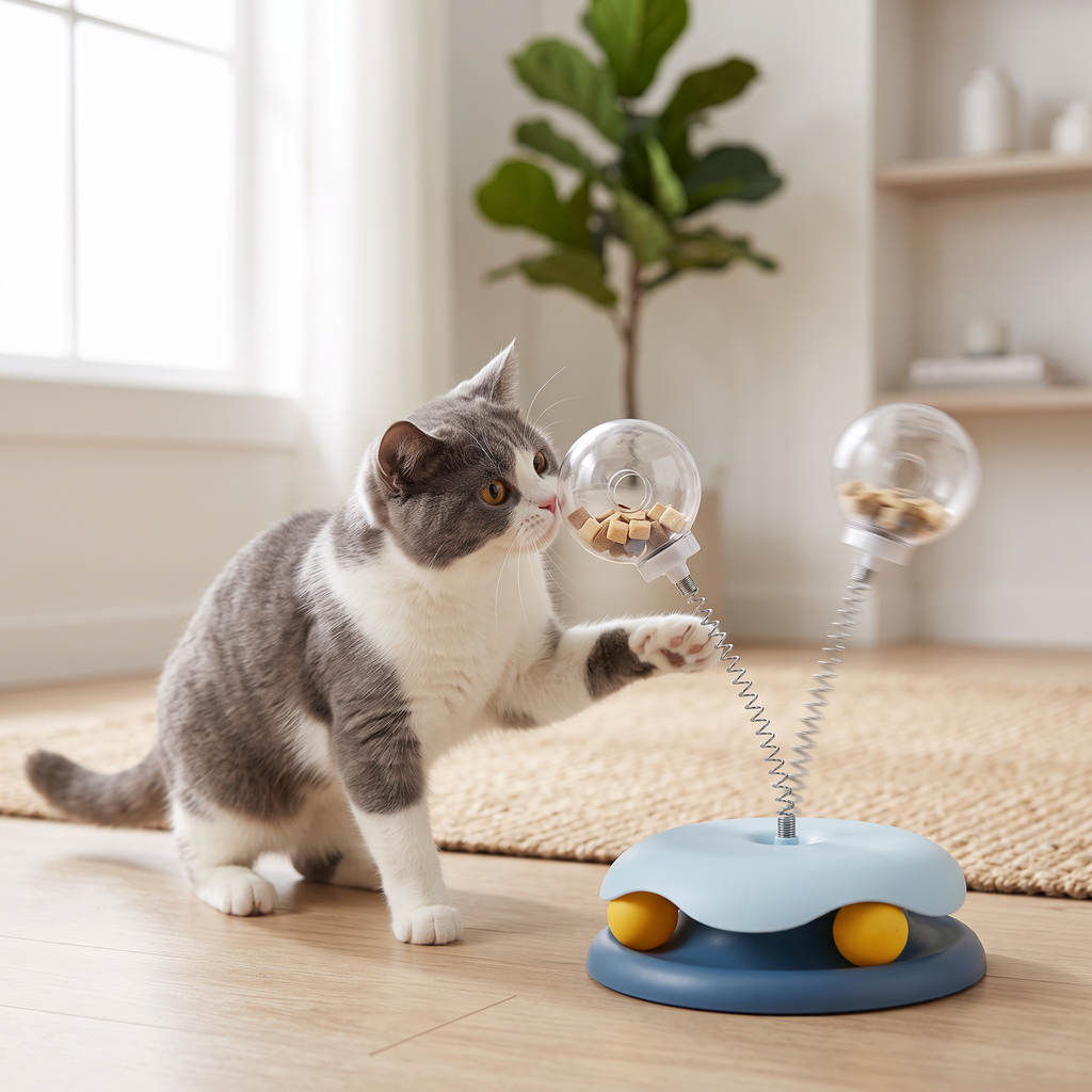 Interactive Cat Treat Dispenser Ball - Slow Feeder Puzzle Toy for Cats