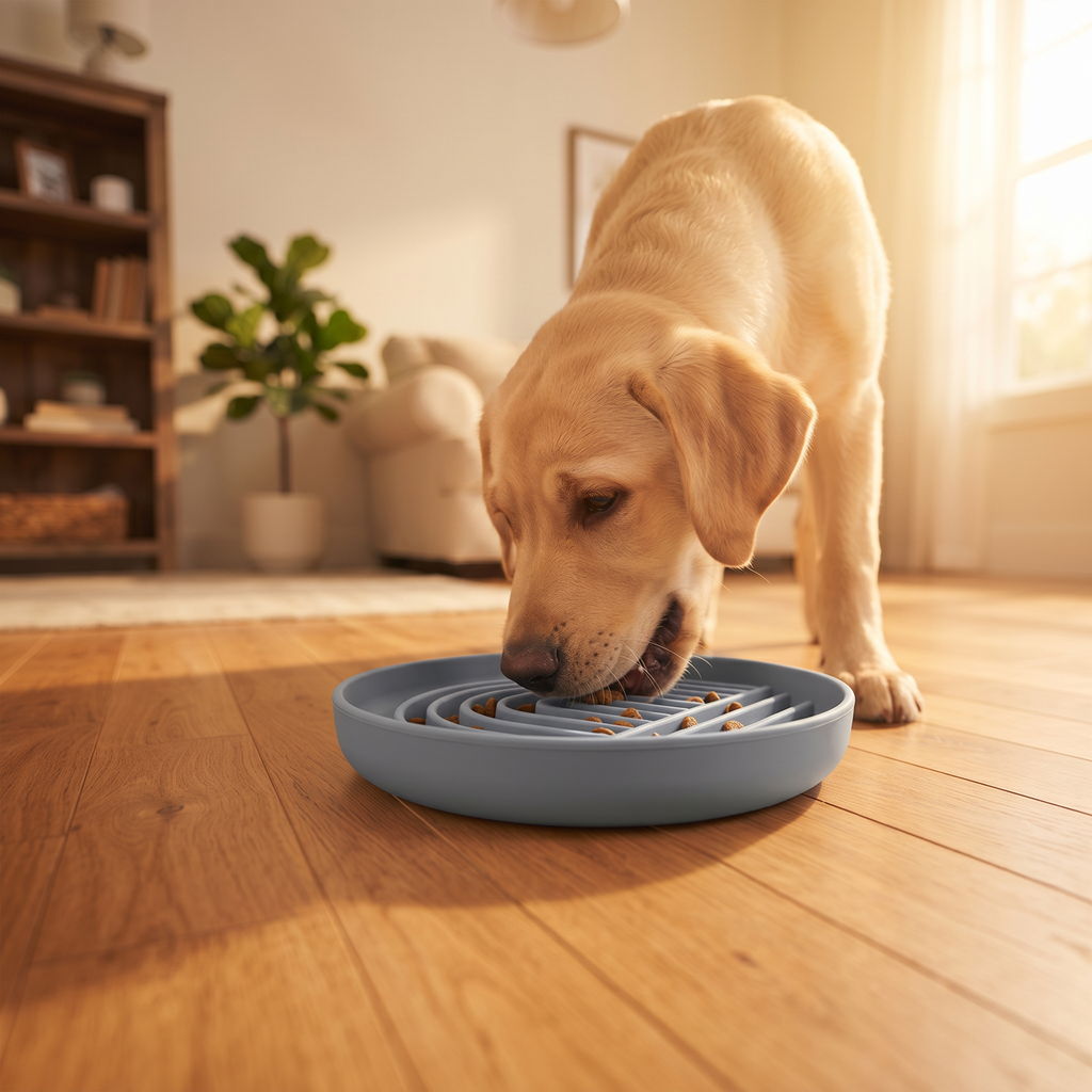 Slow Feeder Dog Bowl - Silicone Anti-Gulping Slow Eating Bowl for Dogs & Puppies, Dishwasher Safe